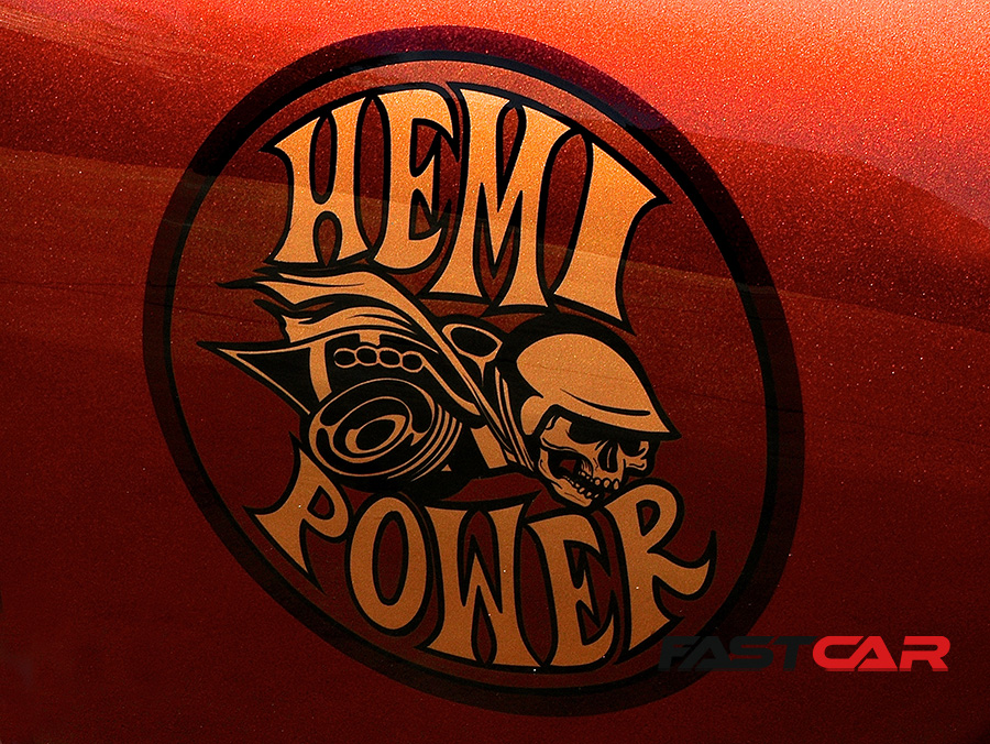 Hemi Power decal on restomod charger