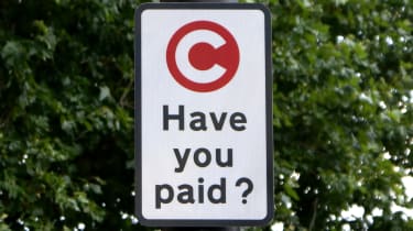 London Congestion Charge &#039;Have you paid?&#039; roadsign