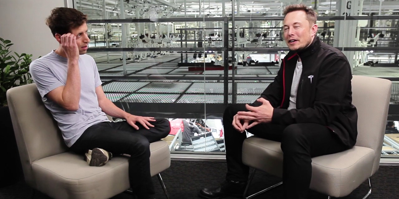 Sam Altman sitting next to Elon Musk
