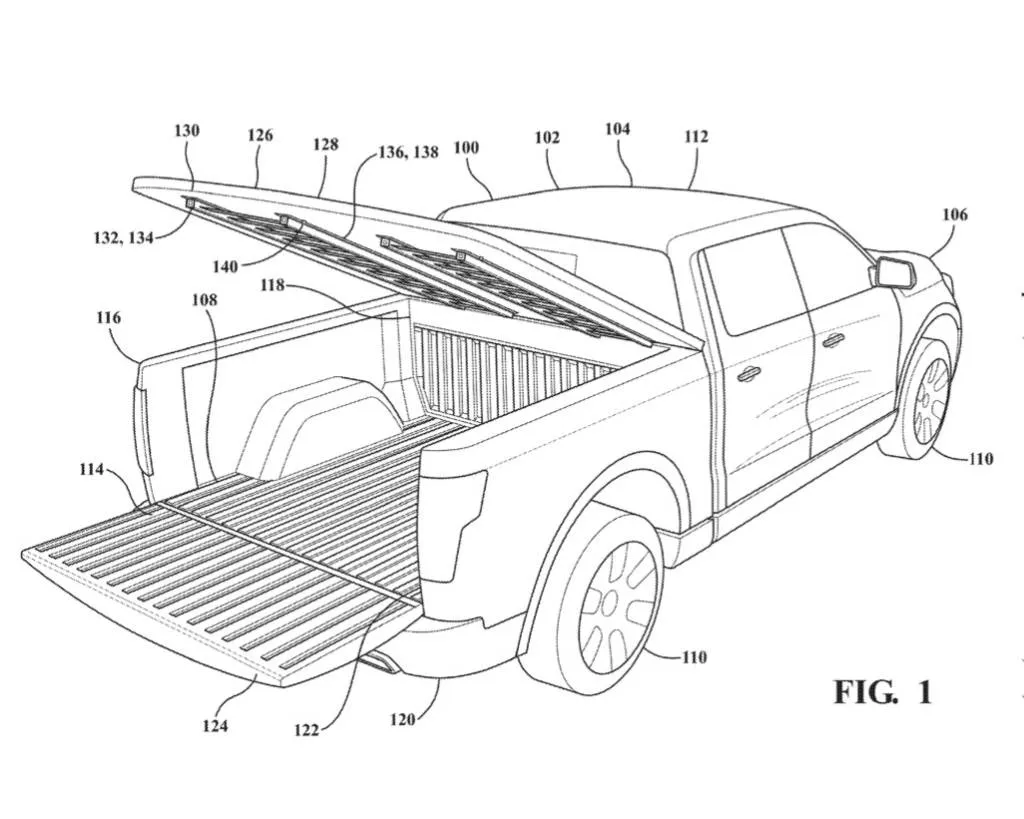 Toyota patent image for tonneau cover with integrated ramp system