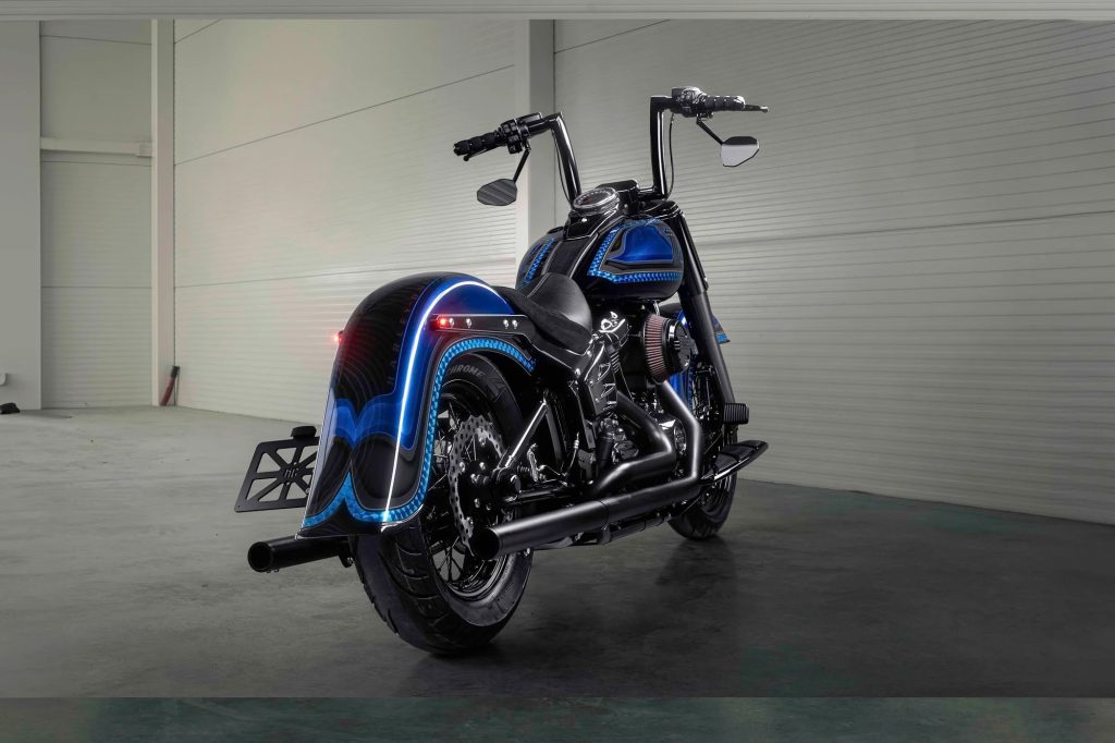 Custom Harley-Davidson Blue Dream Displays Managed Chicano Aesthetic